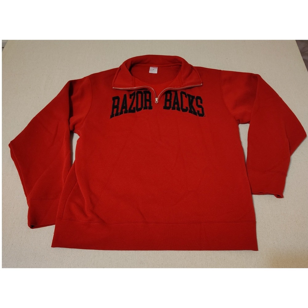 Arkansas‎ RAZOR BACKS Red Quarter Zip Sweatshirt Pullover Men's Large